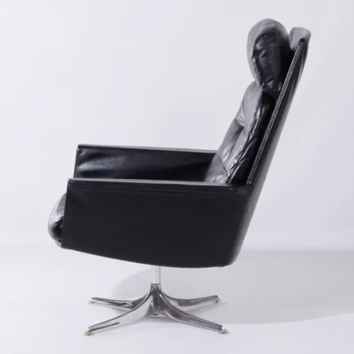 Pamono Sedia Swivel Chair in Black Leather attributed to Horst Brüning for Cor, 1960s Discount