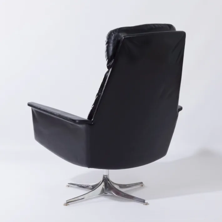 Pamono Sedia Swivel Chair in Black Leather attributed to Horst Brüning for Cor, 1960s Discount