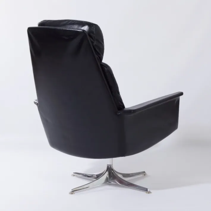 Pamono Sedia Swivel Chair in Black Leather attributed to Horst Brüning for Cor, 1960s Discount