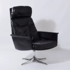 Pamono Sedia Swivel Chair in Black Leather attributed to Horst Brüning for Cor, 1960s Discount