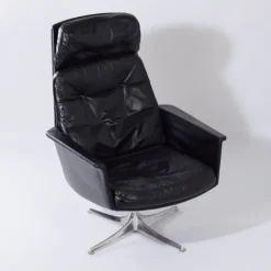 Pamono Sedia Swivel Chair in Black Leather attributed to Horst Brüning for Cor, 1960s Discount