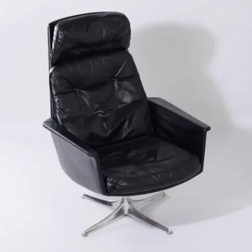 Pamono Sedia Swivel Chair in Black Leather attributed to Horst Brüning for Cor, 1960s Discount