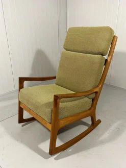 Pamono Senator High Back Rocking Chair by Ole Wanscher for Poul Jeppesens Møbelfabrik, 1960s