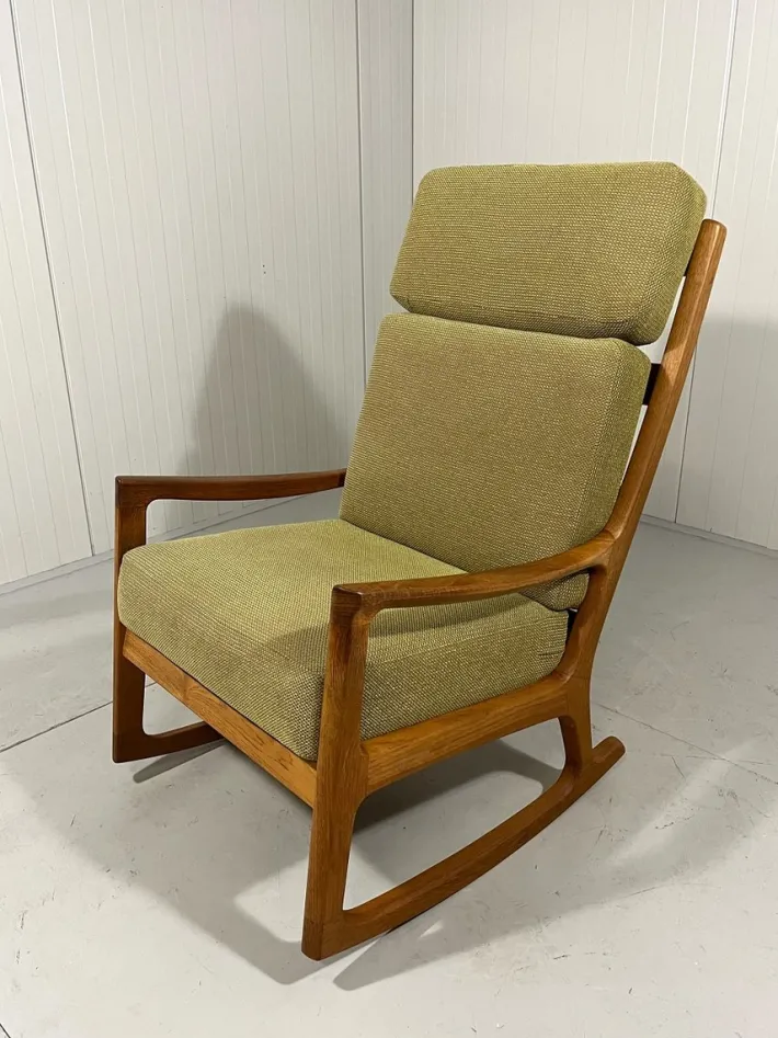 Pamono Senator High Back Rocking Chair by Ole Wanscher for Poul Jeppesens Møbelfabrik, 1960s