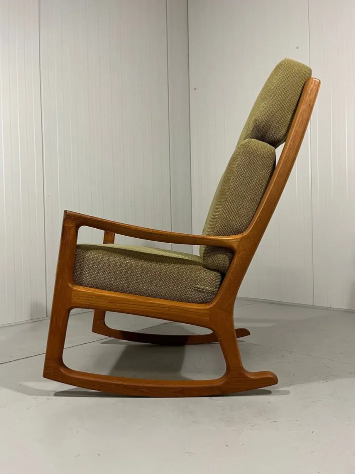 Pamono Senator High Back Rocking Chair by Ole Wanscher for Poul Jeppesens Møbelfabrik, 1960s