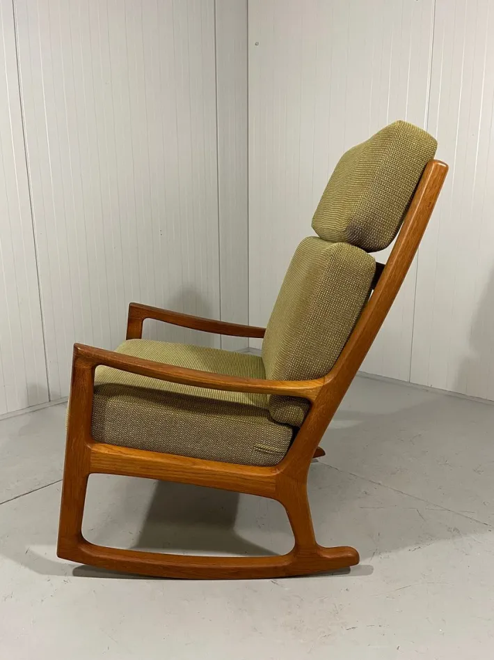 Pamono Senator High Back Rocking Chair by Ole Wanscher for Poul Jeppesens Møbelfabrik, 1960s