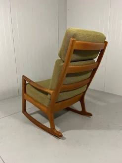 Pamono Senator High Back Rocking Chair by Ole Wanscher for Poul Jeppesens Møbelfabrik, 1960s