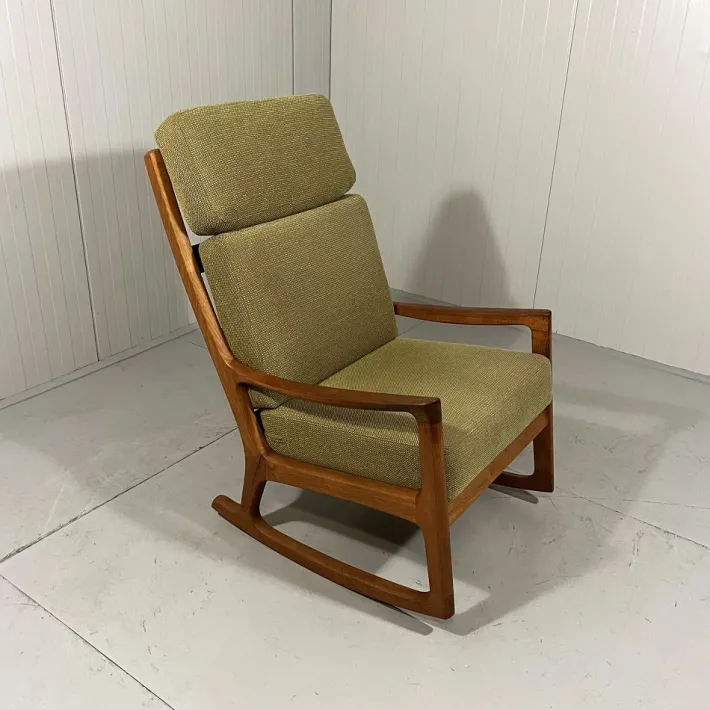Pamono Senator High Back Rocking Chair by Ole Wanscher for Poul Jeppesens Møbelfabrik, 1960s