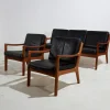 Pamono Senator Leather Sofa Set by Ole Wanscher for France & Søn, 1960s, Set of 3 Best
