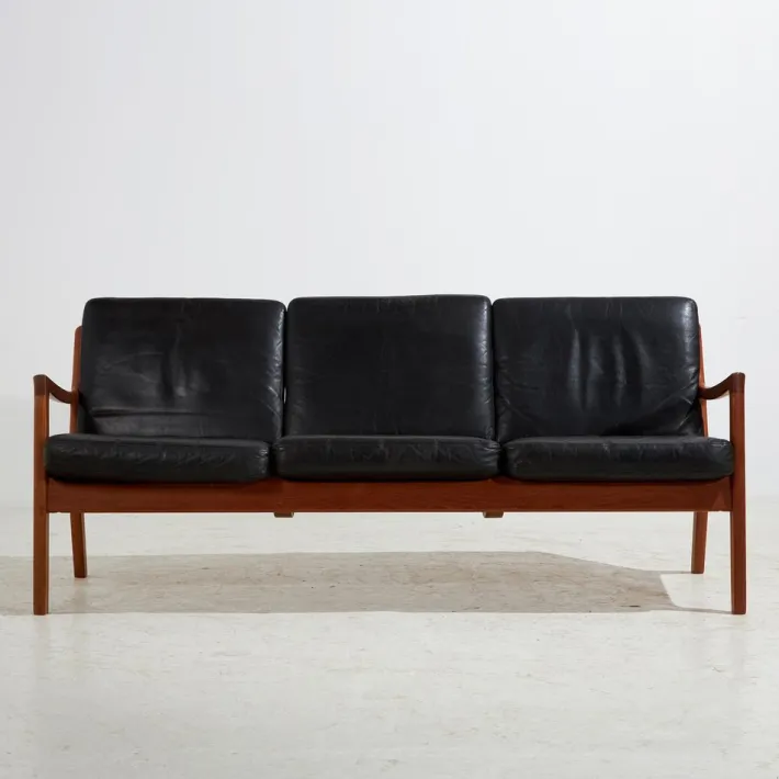 Pamono Senator Leather Sofa Set by Ole Wanscher for France & Søn, 1960s, Set of 3 Best