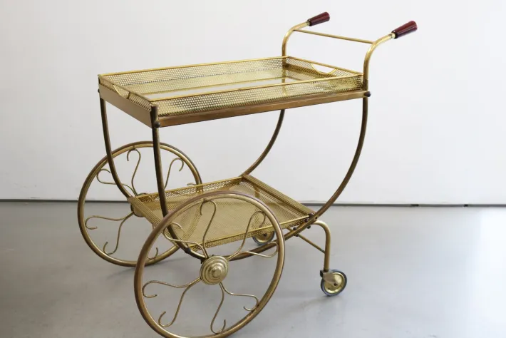 Pamono Serving Trolley in Perforated Metal by Josef Frank for Svenskt Tenn, Sweden, 1950s Online