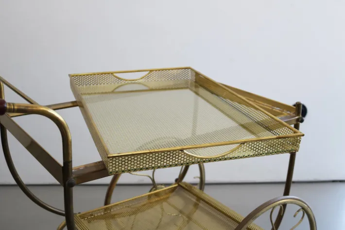 Pamono Serving Trolley in Perforated Metal by Josef Frank for Svenskt Tenn, Sweden, 1950s Online