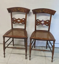 Pamono Set of Antique Mahogany Chairs with Maple Inlays, 1800s New