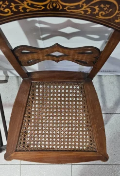 Pamono Set of Antique Mahogany Chairs with Maple Inlays, 1800s New