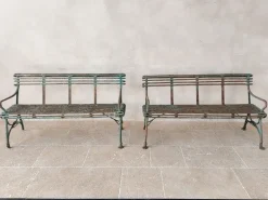 Pamono Set of Antique 19th Century Iron Garden Benches from Arras Outlet
