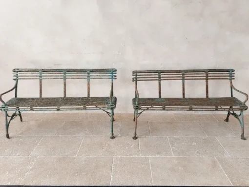 Pamono Set of Antique 19th Century Iron Garden Benches from Arras Outlet