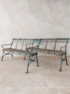 Pamono Set of Antique 19th Century Iron Garden Benches from Arras Outlet