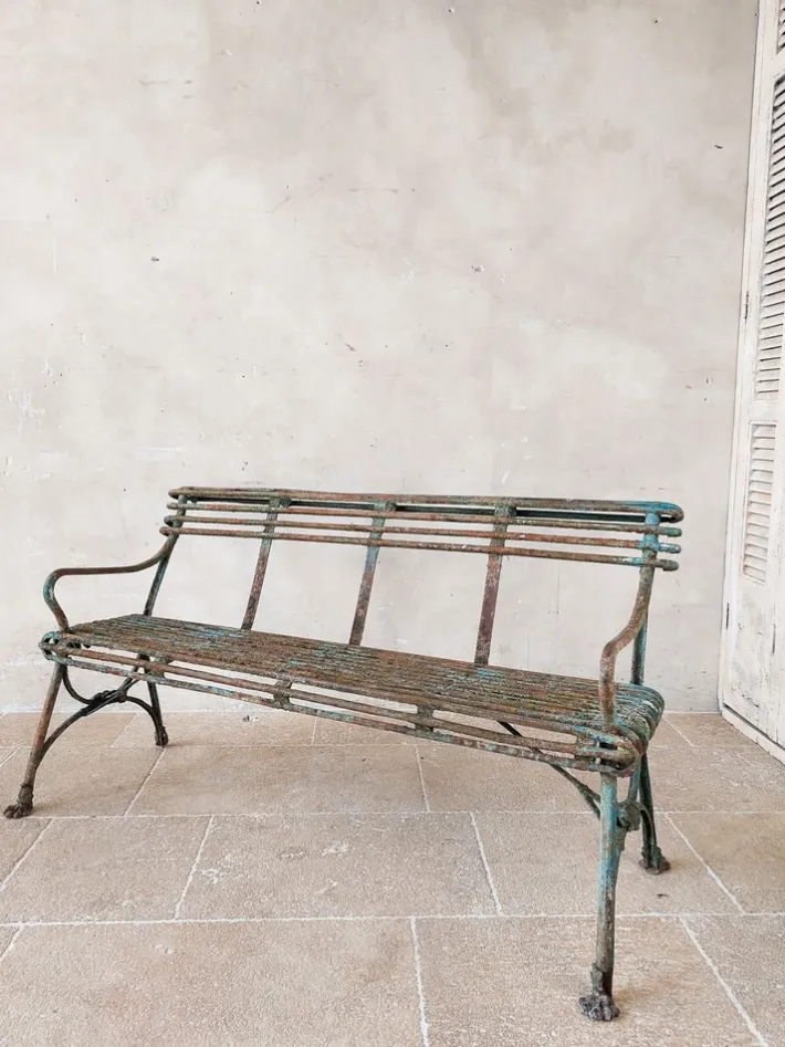 Pamono Set of Antique 19th Century Iron Garden Benches from Arras Outlet