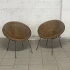 Pamono Set of Armchairs with Wicker Seat, 1950s New