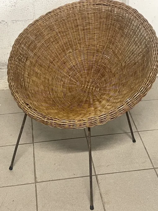 Pamono Set of Armchairs with Wicker Seat, 1950s New