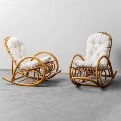 Pamono Set of Bamboo Rocking Chairs by Dirk Van Sliedregt for Rohe Noordwolde, 1970s Outlet