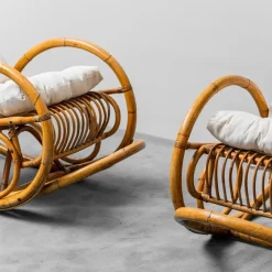 Pamono Set of Bamboo Rocking Chairs by Dirk Van Sliedregt for Rohe Noordwolde, 1970s Outlet