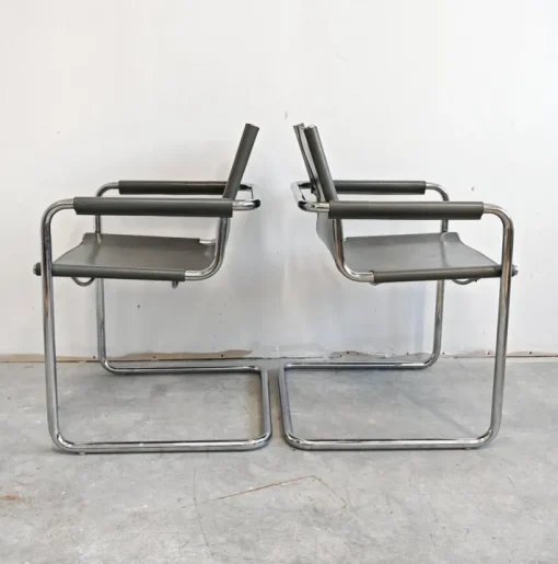 Pamono Set of Bauhaus Leather Visitor Chairs by Mart Stam for Matteo Grassi, 1970s