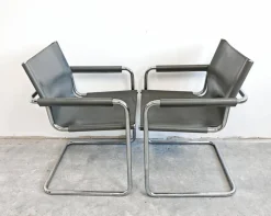 Pamono Set of Bauhaus Leather Visitor Chairs by Mart Stam for Matteo Grassi, 1970s