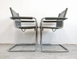Pamono Set of Bauhaus Leather Visitor Chairs by Mart Stam for Matteo Grassi, 1970s