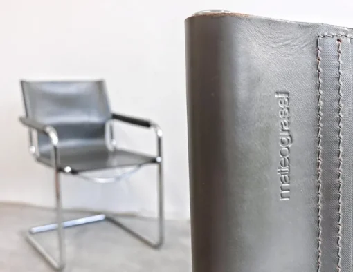 Pamono Set of Bauhaus Leather Visitor Chairs by Mart Stam for Matteo Grassi, 1970s