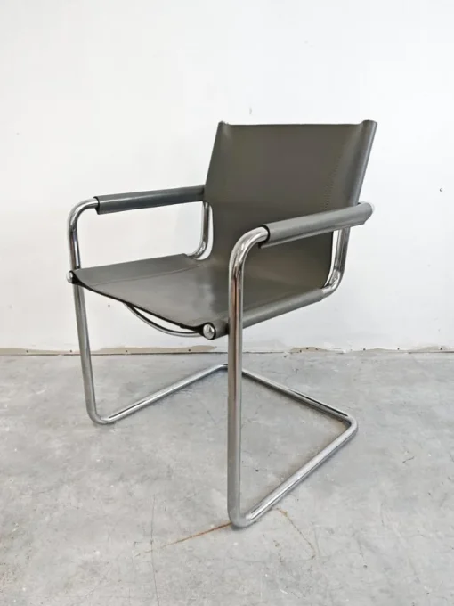 Pamono Set of Bauhaus Leather Visitor Chairs by Mart Stam for Matteo Grassi, 1970s