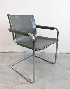 Pamono Set of Bauhaus Leather Visitor Chairs by Mart Stam for Matteo Grassi, 1970s