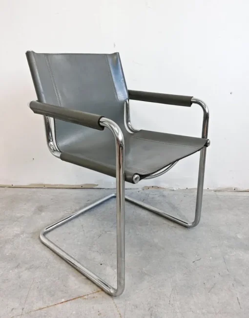 Pamono Set of Bauhaus Leather Visitor Chairs by Mart Stam for Matteo Grassi, 1970s