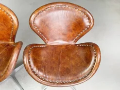 Pamono Set of Brancaster Swivel Leather Accent Swan Chairs from Acme New