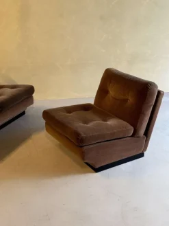 Pamono Set of Brown Velvet Sofa and Lounge Chair by Paolo Caliari for Cassina, 1960s Outlet