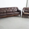 Pamono Set of Brutalist Leather Sofa & Lounge Chair by Hain & Thome, 1970s Hot