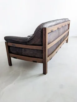 Pamono Set of Brutalist Leather Sofa & Lounge Chair by Hain & Thome, 1970s Hot
