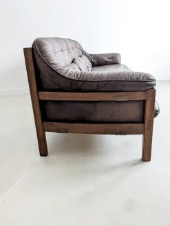 Pamono Set of Brutalist Leather Sofa & Lounge Chair by Hain & Thome, 1970s Hot