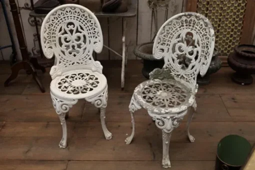 Pamono Set of Cast Aluminium Garden Chairs with Original Paint Clearance