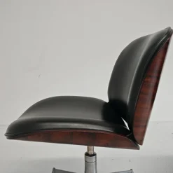 Pamono Set of Chairs in Black Eco-Leather and Walnut from Mim Roma, 1960s Sale
