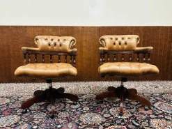 Pamono Set of Chesterfield English Captain Chairs