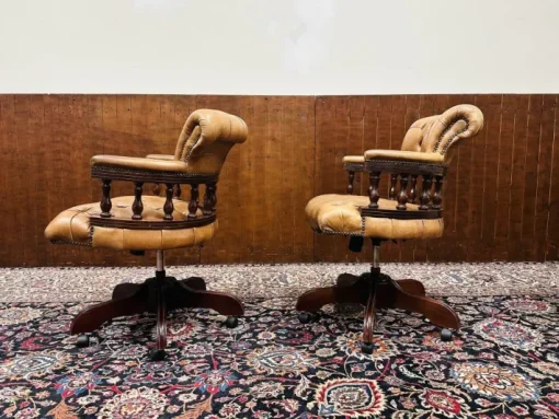 Pamono Set of Chesterfield English Captain Chairs