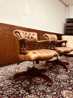 Pamono Set of Chesterfield English Captain Chairs