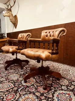 Pamono Set of Chesterfield English Captain Chairs