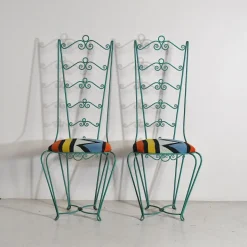 Pamono Set of Chiavari Style Iron Outdoor Chairs, 1960s Hot