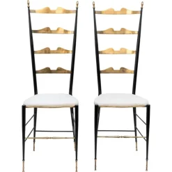 Pamono Set of Chiavarine Chairs in Brass and Metal, 1950s Sale
