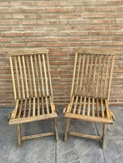 Pamono Set of Cunard Line Teak Slat Back Deck Folding Chair from Scan Com, 1960s Outlet