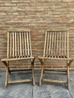 Pamono Set of Cunard Line Teak Slat Back Deck Folding Chair from Scan Com, 1960s Outlet