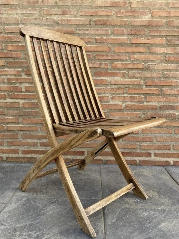 Pamono Set of Cunard Line Teak Slat Back Deck Folding Chair from Scan Com, 1960s Outlet