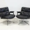 Pamono Set of Executive Chairs in Black Leather by Charles and Ray Eames, 1960s Hot